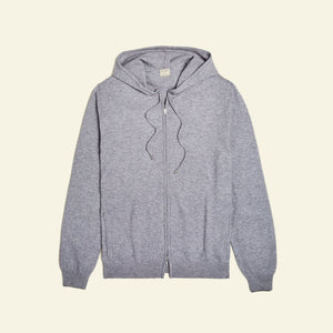 CASHMERE 2-PLY HOODED SWEATER CLOUD GREY