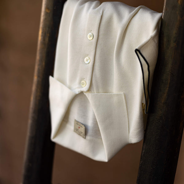 FINAL SALE: Soft Cotton Polo with Tipping - Ochre/White – Brooklyn Tailors